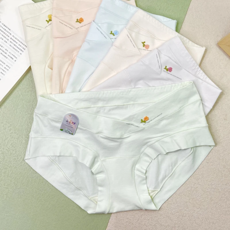 双11纯棉V型低腰孕妇内裤透气7A抑菌内裆大码孕早中晚期三角短裤