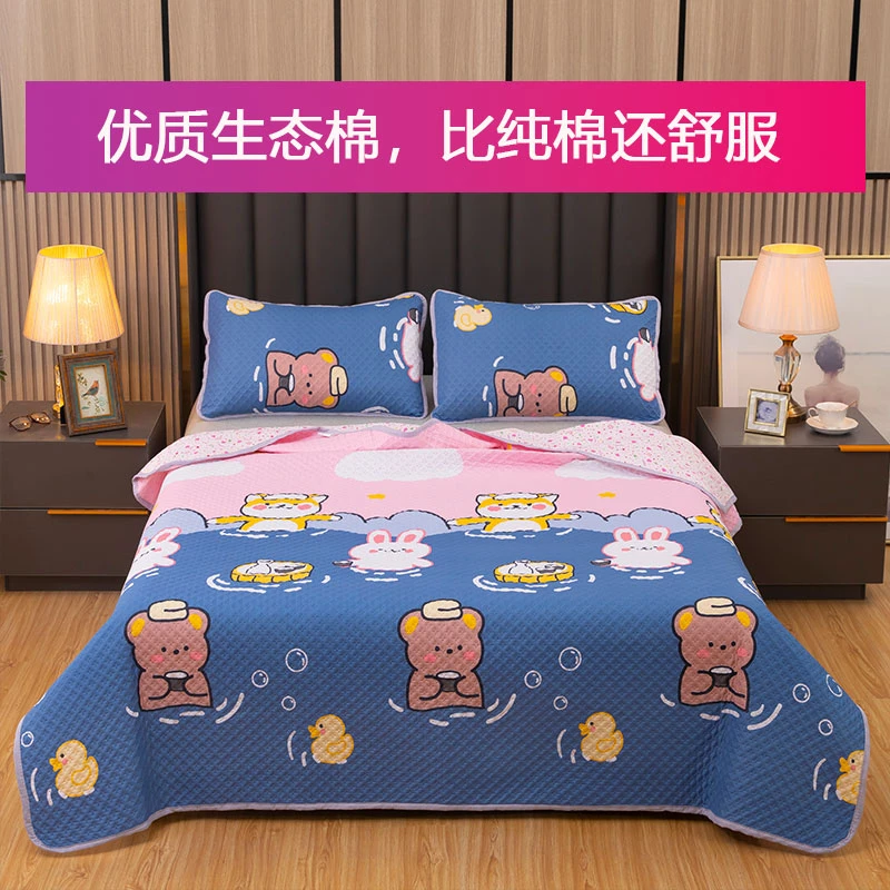 床盖防滑榻榻米铺盖卡通双面水洗棉学生宿舍夹棉床单四季通用机洗
