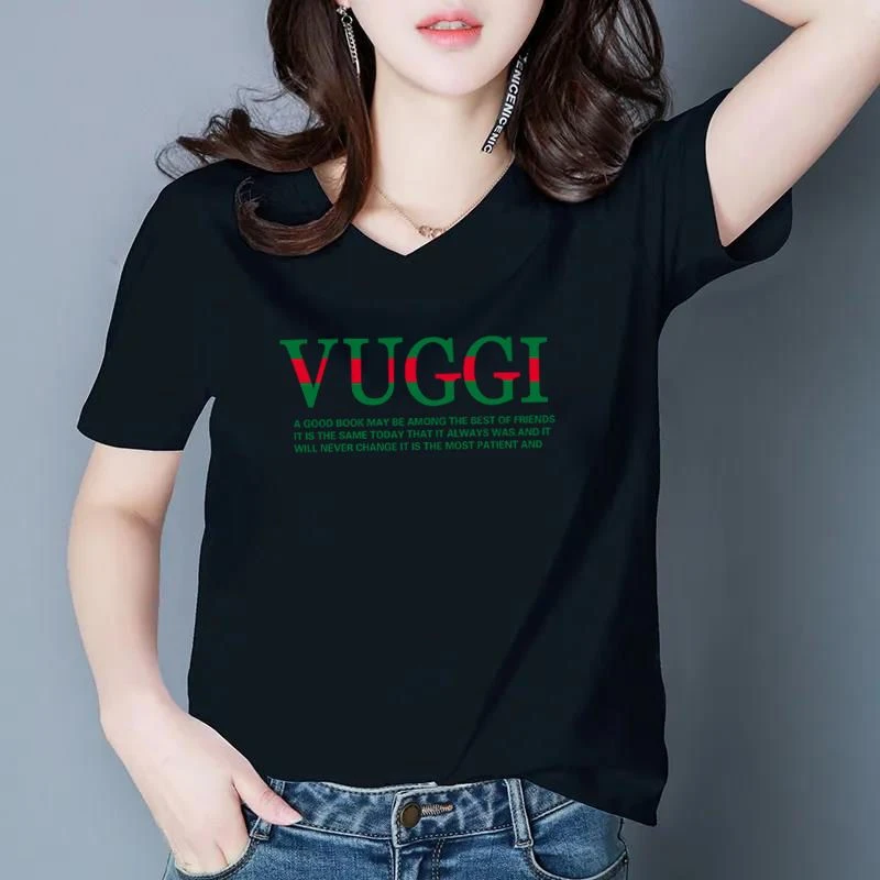 纯黑色V领T恤女时尚夏季新款韩版宽松鸡心领半袖棉体恤大码上衣潮