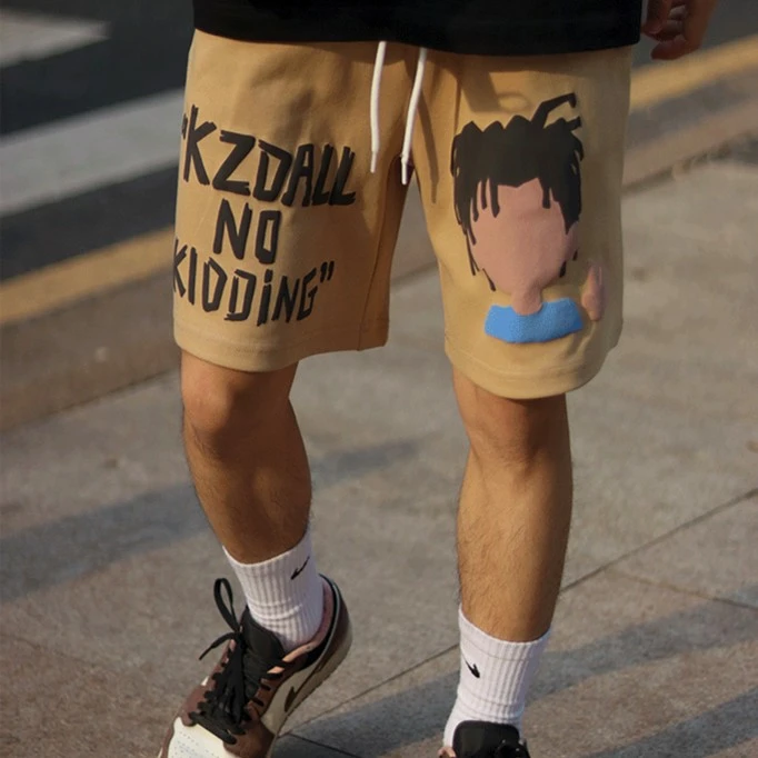 KZDALL街头脏辫短裤原创设计创意小黑人宽松夏季男女休闲五分裤