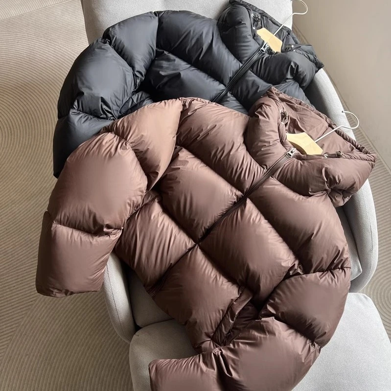 泡芙云朵巨厚90白鸭绒羽绒服女短款欧货美式加厚小个子面包服