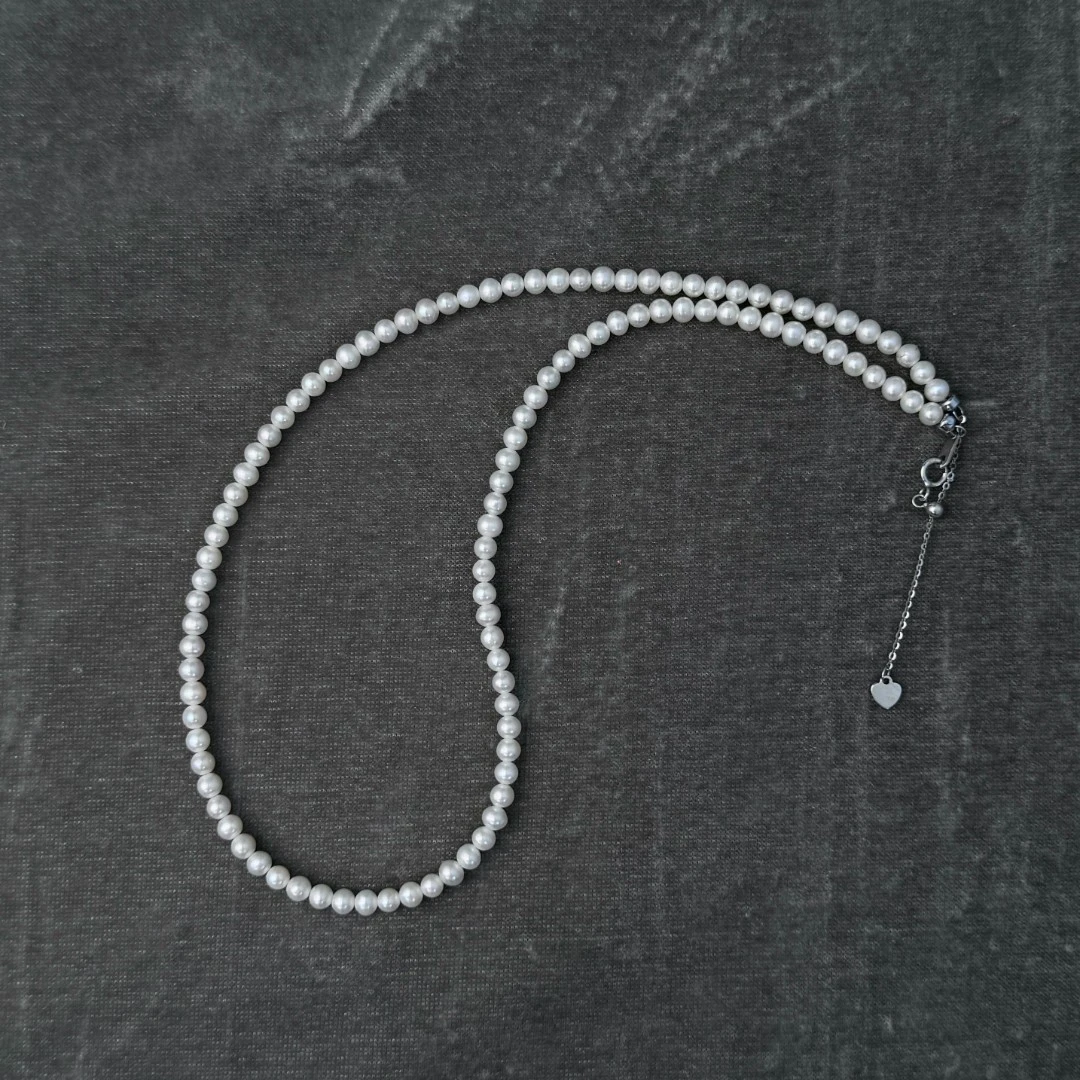 【兄妹】淡水珍珠3-4mm强光baby链/气质白色/zmh070b
