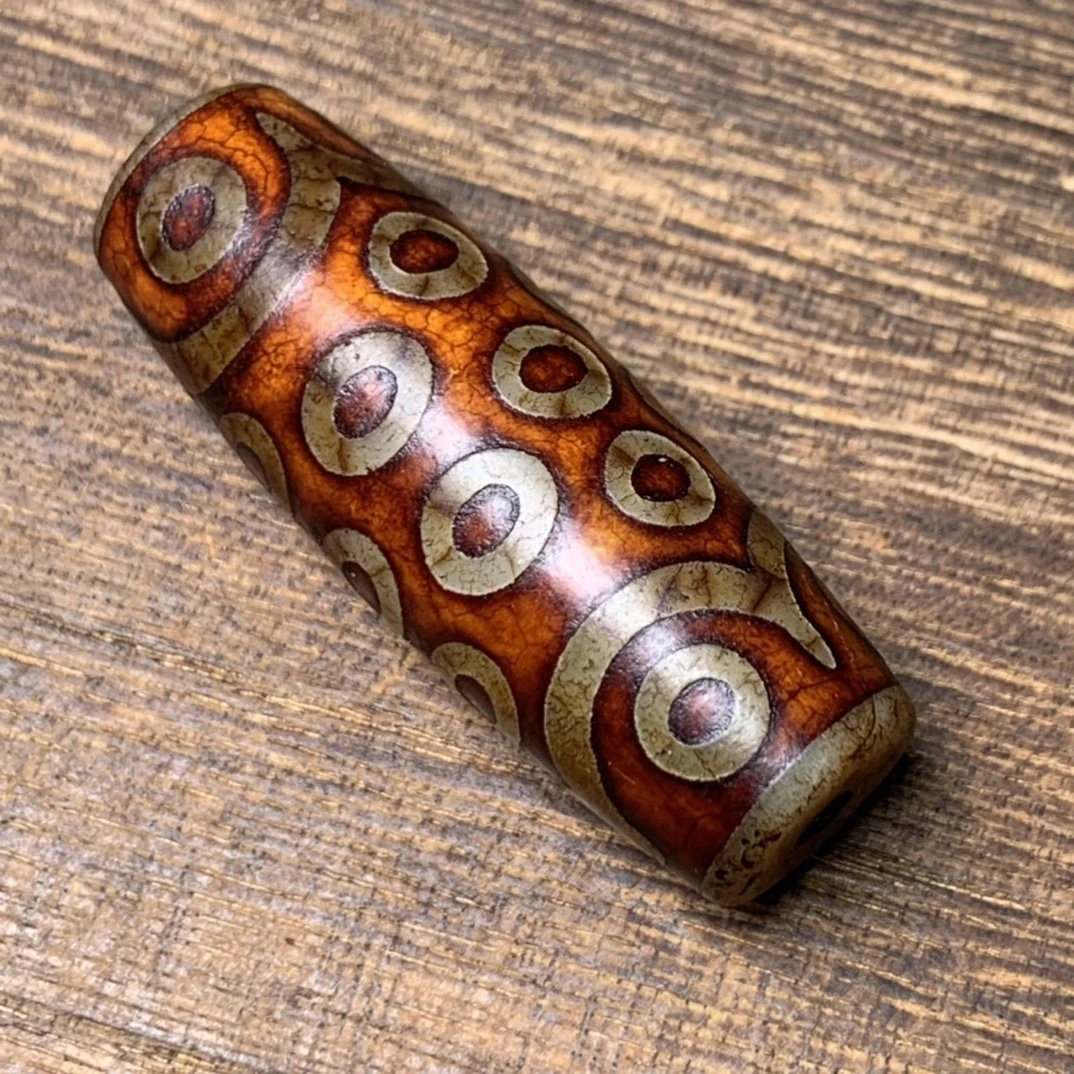 藏族天然老玛瑙龙鳞开片二十一眼古珠吊坠精美简约个性民族风项坠