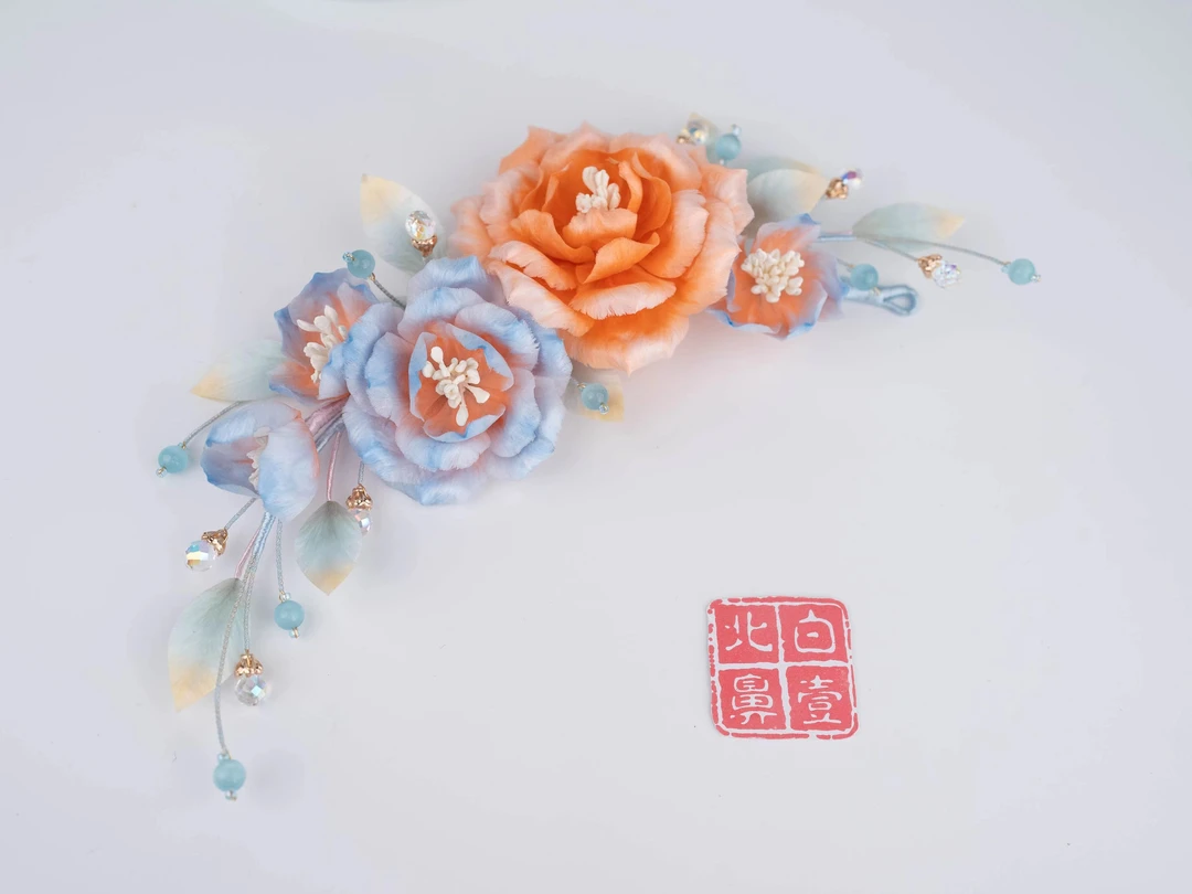 白壹北鼻【洛神】手工原创非遗绒花古风古典超仙汉服配饰头饰发簪子