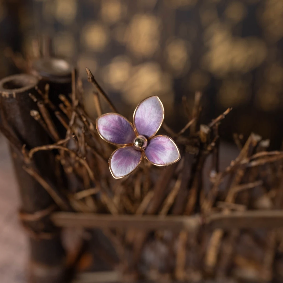 白壹北鼻【四瓣花U钗】手工原创非遗绒花