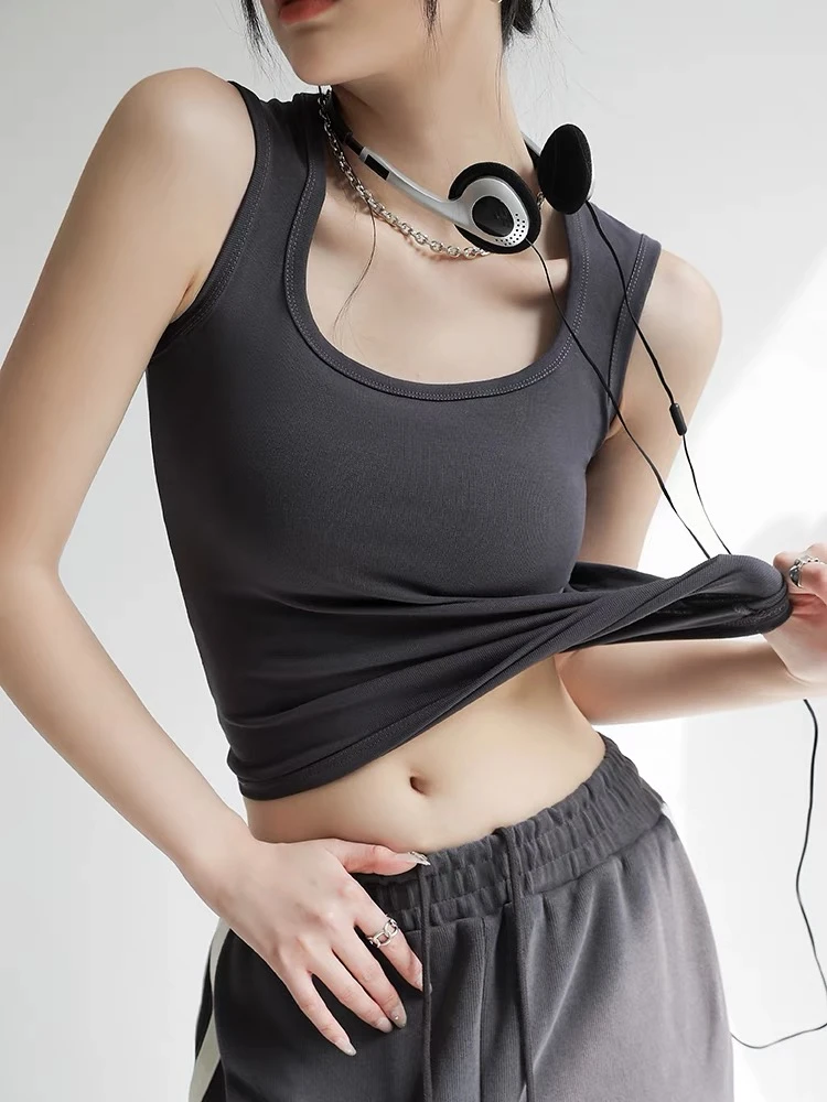 【厂家直销】方领吊带工字背心女内搭夏季遮副乳外穿打底无袖上衣
