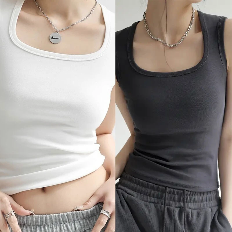 【厂家直销】方领吊带工字背心女内搭夏季宽肩遮副乳外穿打底上衣