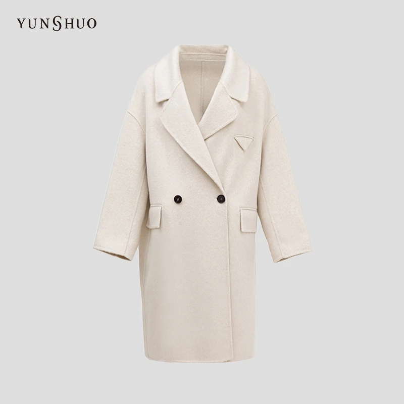 YUNSHUO 新款呢子大衣女中长款宽松显瘦毛呢外套499126