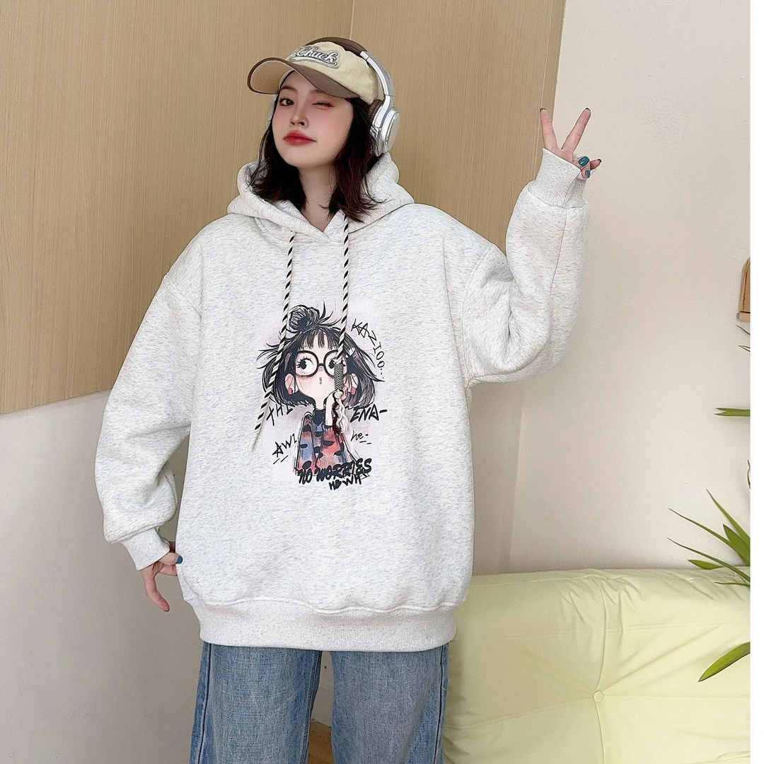 【加加绒北极绒】新款2024年小女孩连帽抽绳休闲百搭宽松爆款卫衣