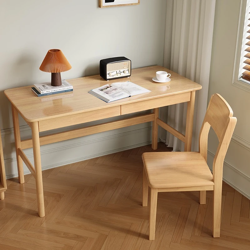 小马特宽45cm家用窄电脑桌原木桌子北欧电脑桌书房日式全实木书桌