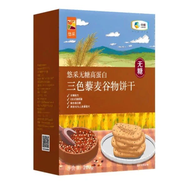 中粮 悠采高蛋白三色藜麦谷物饼干200g 营养小包装好吃酥性无糖