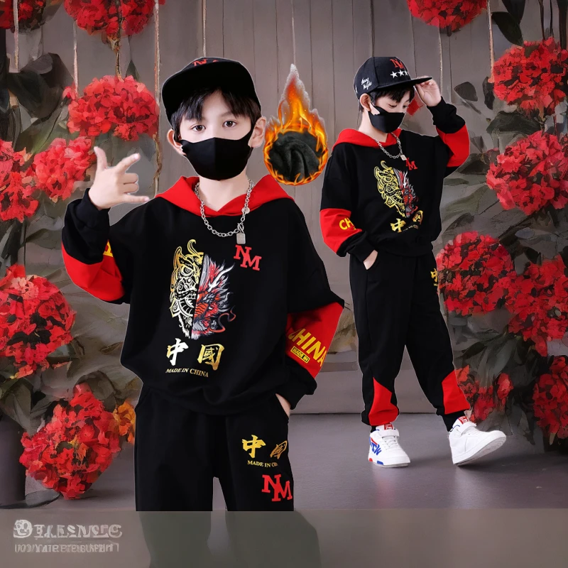 童装男童春秋季套装加绒2025新款儿童男孩休闲卫衣潮款大小童春季