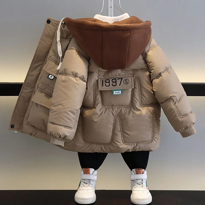 男童冬装棉服6-12岁儿童冬季加绒保暖连帽加厚外套2023新款爆款潮