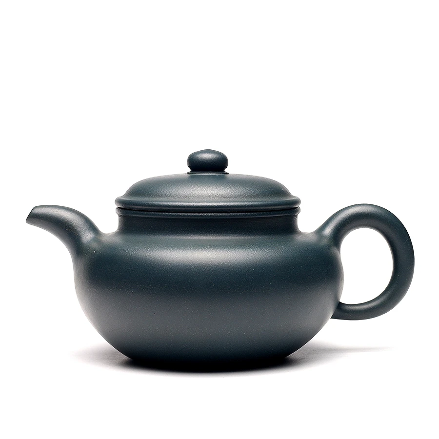 吕尧臣徒弟 鲍峰岩 仿鼓壶 原矿墨绿泥 400cc 全手工紫砂壶 收藏