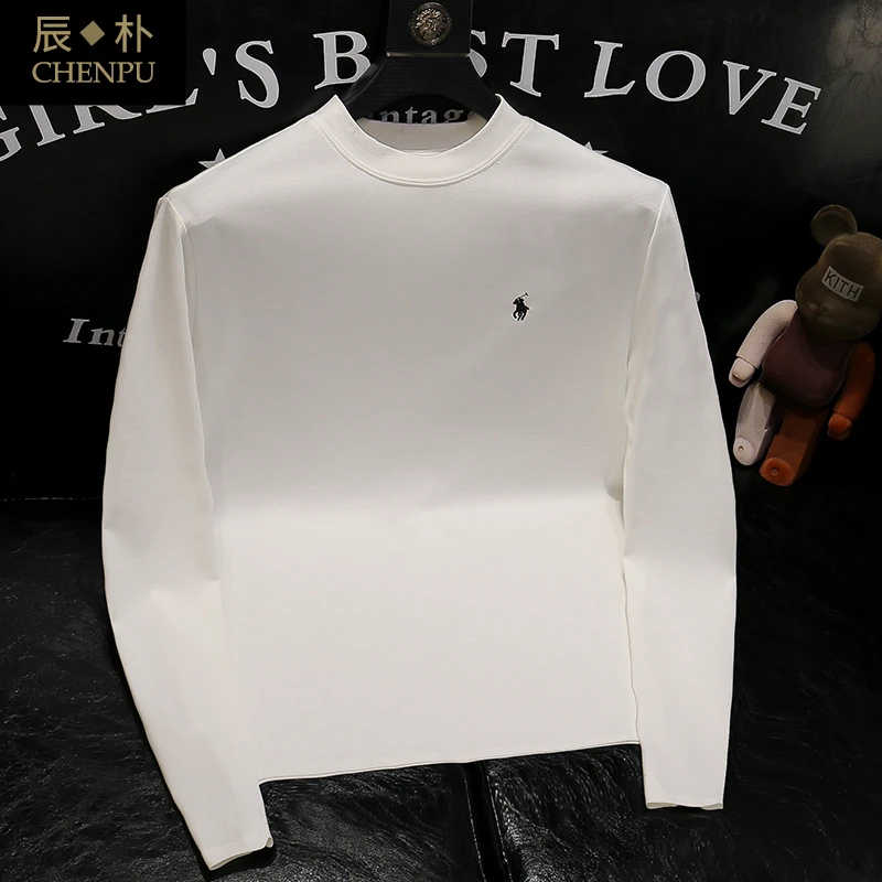 2025秋季男士长袖t恤韩版时尚修身简约修身圆领百搭长袖打底衫潮