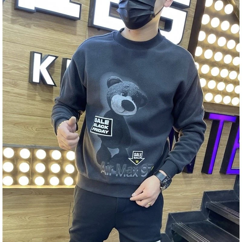 2025新款爆款男士卫衣秋冬季新款潮流加绒内搭打底衫百搭青年上衣