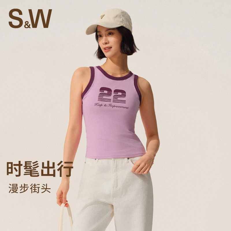 SW速惟 22号炸街辣妹运动背心复古显瘦无袖修身上衣透气外穿 8165