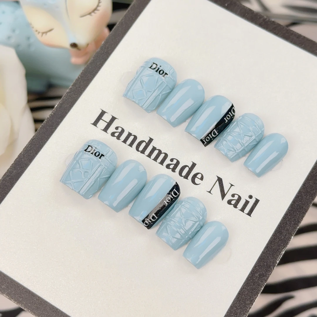 【蓝色绸带】澜梦轻奢  温柔简约气质浪漫高级百搭显白纯手工穿戴甲