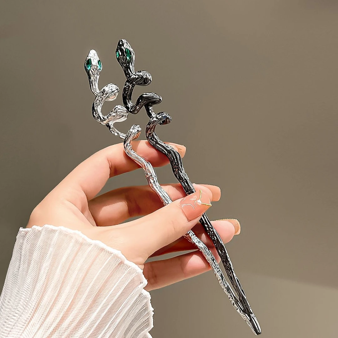 蛇形发簪女夏日常现代简约高级感发钗盘发钗子时尚小众设计发饰品