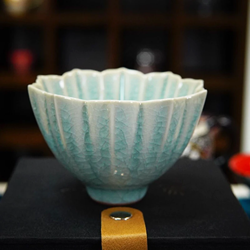 文涛窑 莲口主人杯陶瓷冰片杯中式莲花杯品茗杯 b0027 80ml