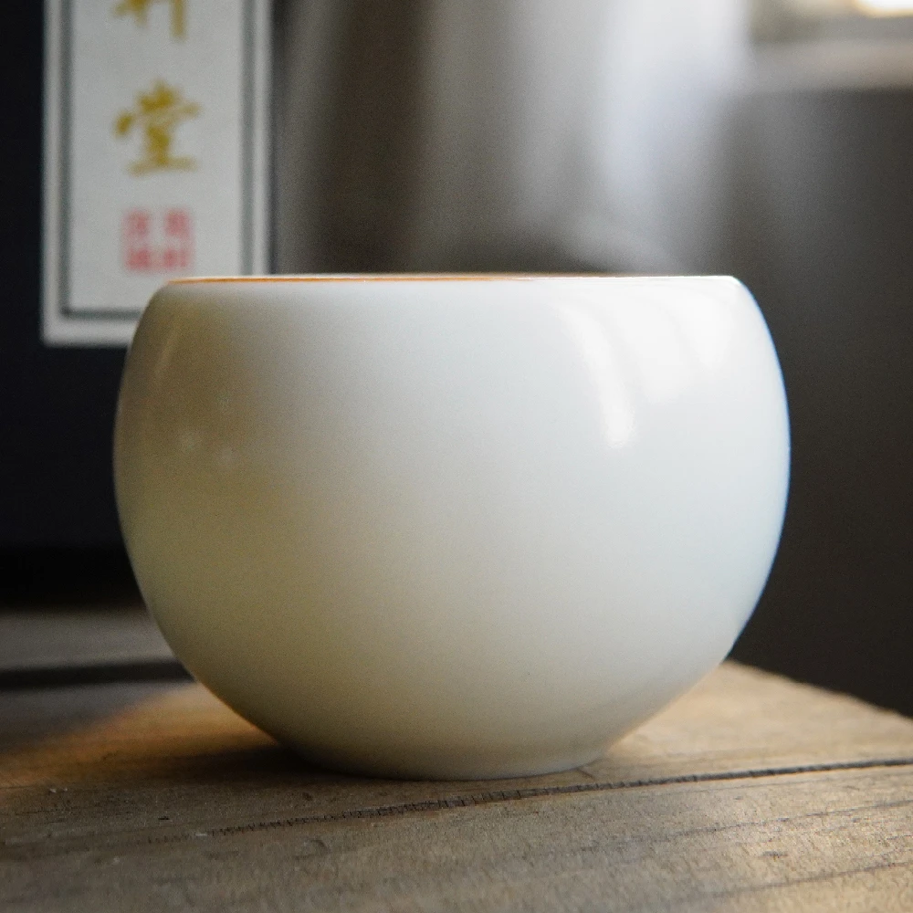 恭轩堂 月白主人杯  汝窑开片龙蛋杯 陶瓷手工品茗杯  b0034 80ml