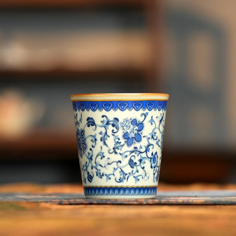 福利 缠枝莲汝窑开片小可乐杯 家用 s597