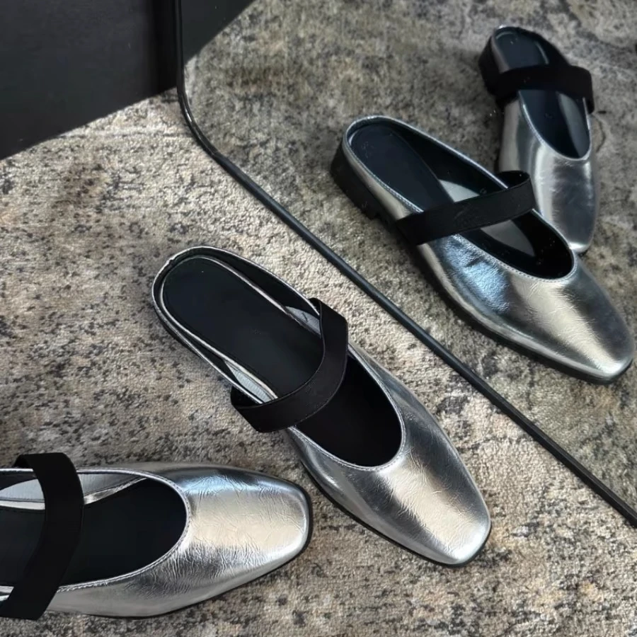 包头半拖鞋女夏外穿2025新款百搭气质高级感平底鞋懒人鞋4302