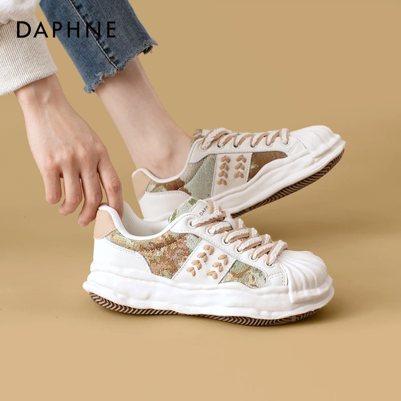 达芙妮贝壳头溶解小白鞋女2025新款秋季厚底鞋子女款休闲百搭板鞋