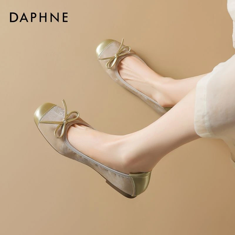 达芙妮法式蛋卷单鞋女2025新款夏季配裙子浅口芭蕾舞玛丽珍凉鞋女