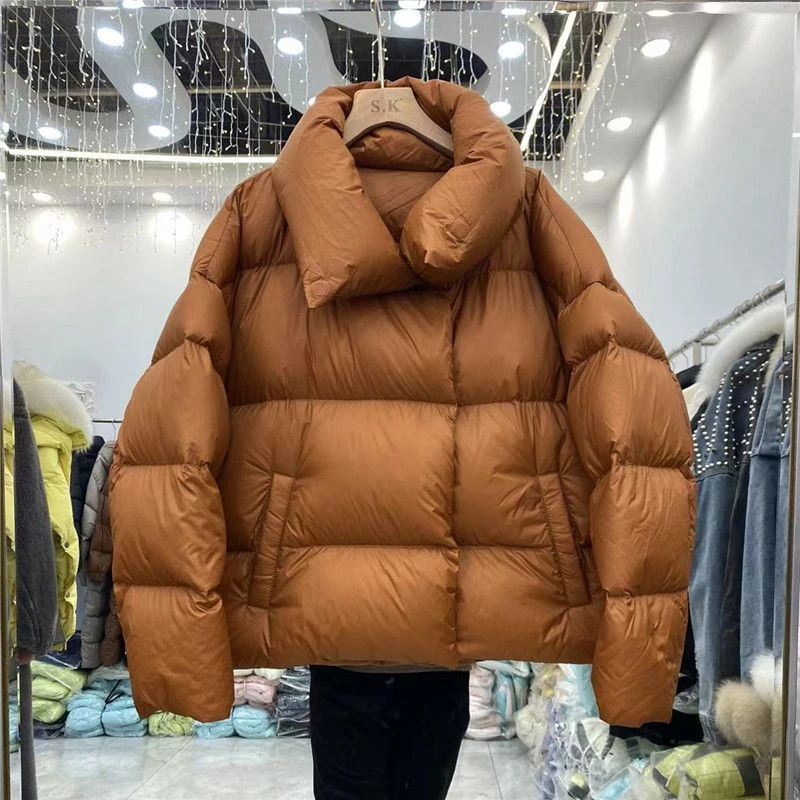 波司登特厚白鹅绒服羽绒服短款女加厚面包服韩版宽松2023年新款冬