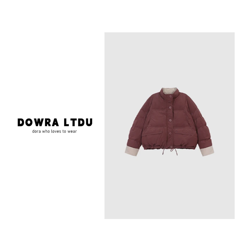 朵拉【冬日小奶包】2024年冬季新款半高领纯色羽绒服外套 593-24886