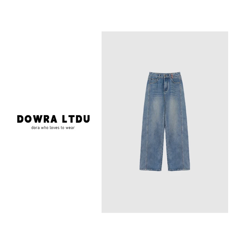 朵拉【继承者】2024年冬季新款腰口图标加绒百搭牛仔裤女037-66089