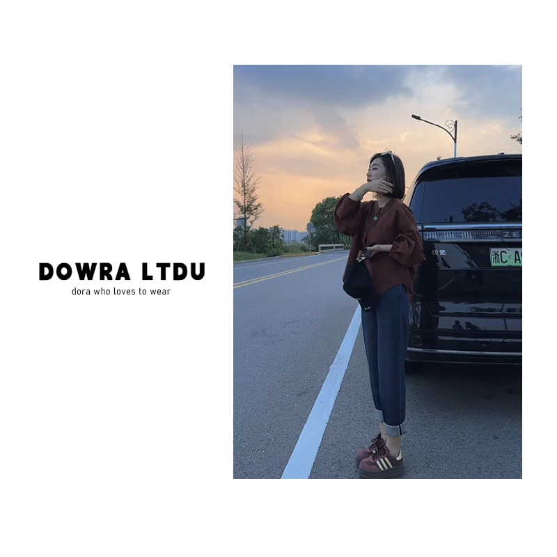 朵拉【声声慢】2024年秋季款圆领单口袋纯色百搭衬衫外套潮001-9271