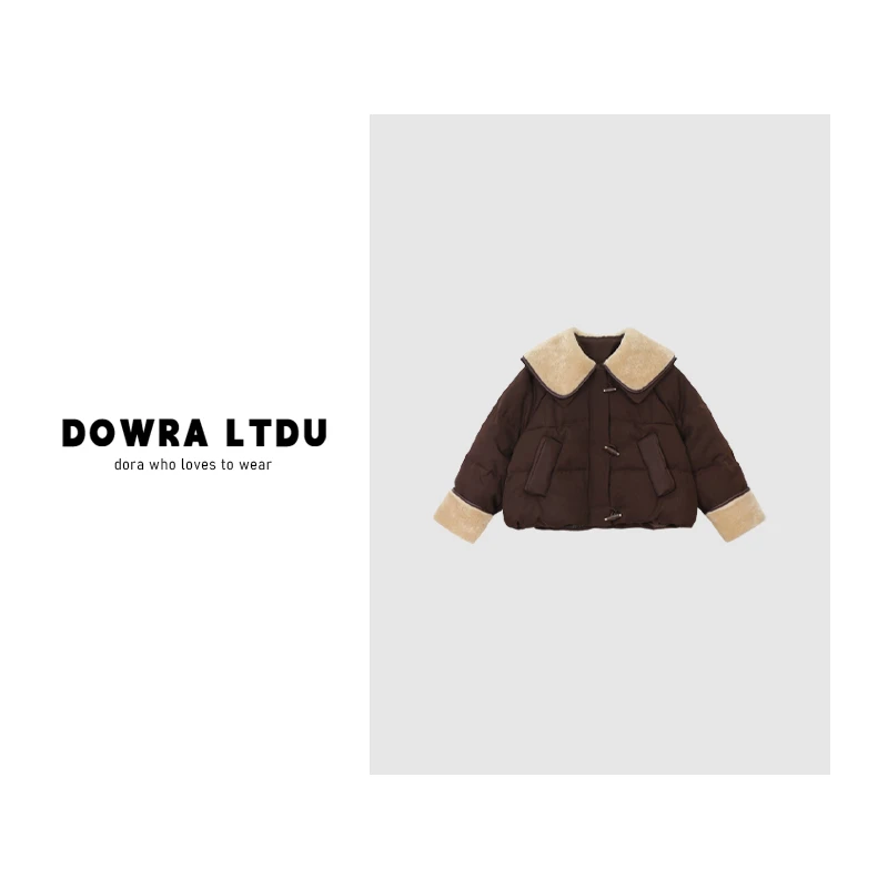 朵拉【暖冬序曲】2024年冬季新款娃娃领纯色保暖羽绒服外套603-3622