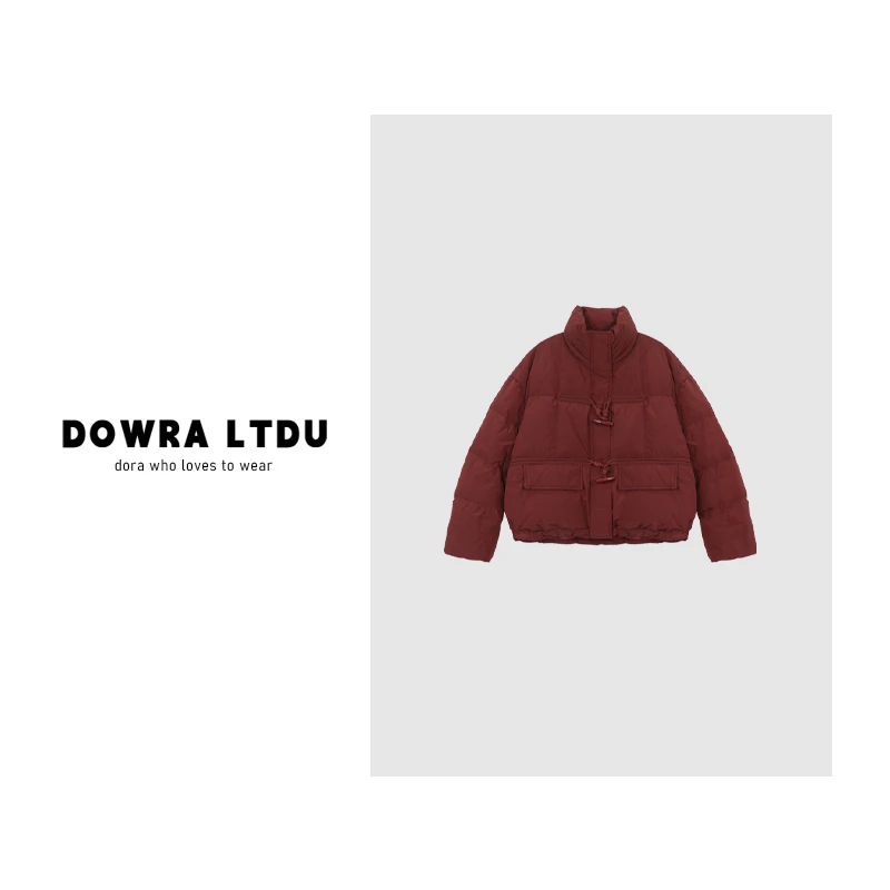 朵拉【冬日恋岛】2024年冬季新款牛角扣纯色百搭羽绒服外套585-855