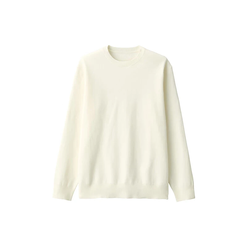 无印良品 MUJI 男式 可水洗米兰诺罗纹编织圆领毛衣 男女同穿新品