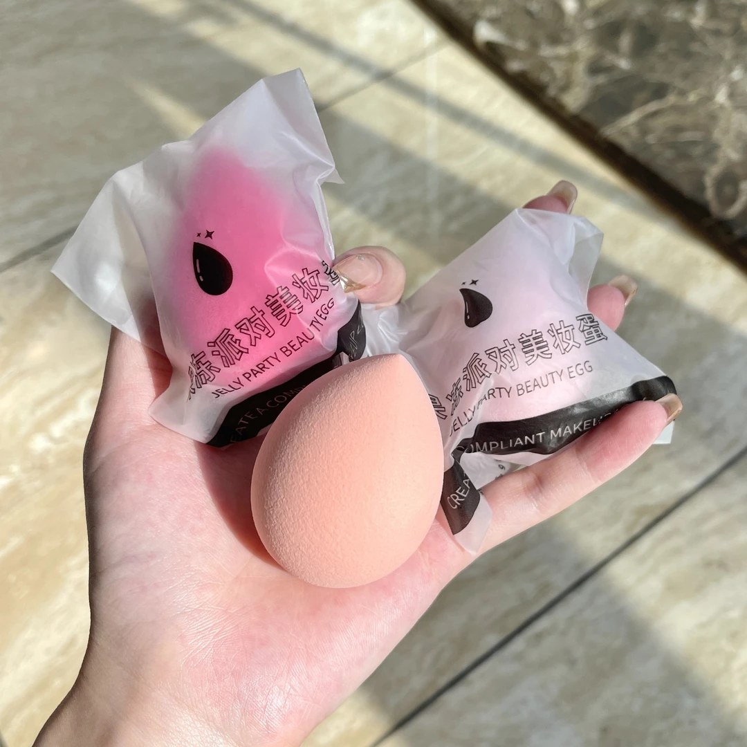 韩汝果冻派对美妆蛋软化妆海绵蛋不吃粉不卡纹水滴状粉扑干湿两用
