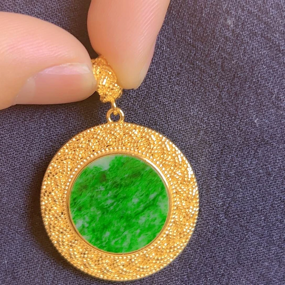 翡翠吊坠(不含链)银S925镶嵌缅甸翡翠A货吊坠