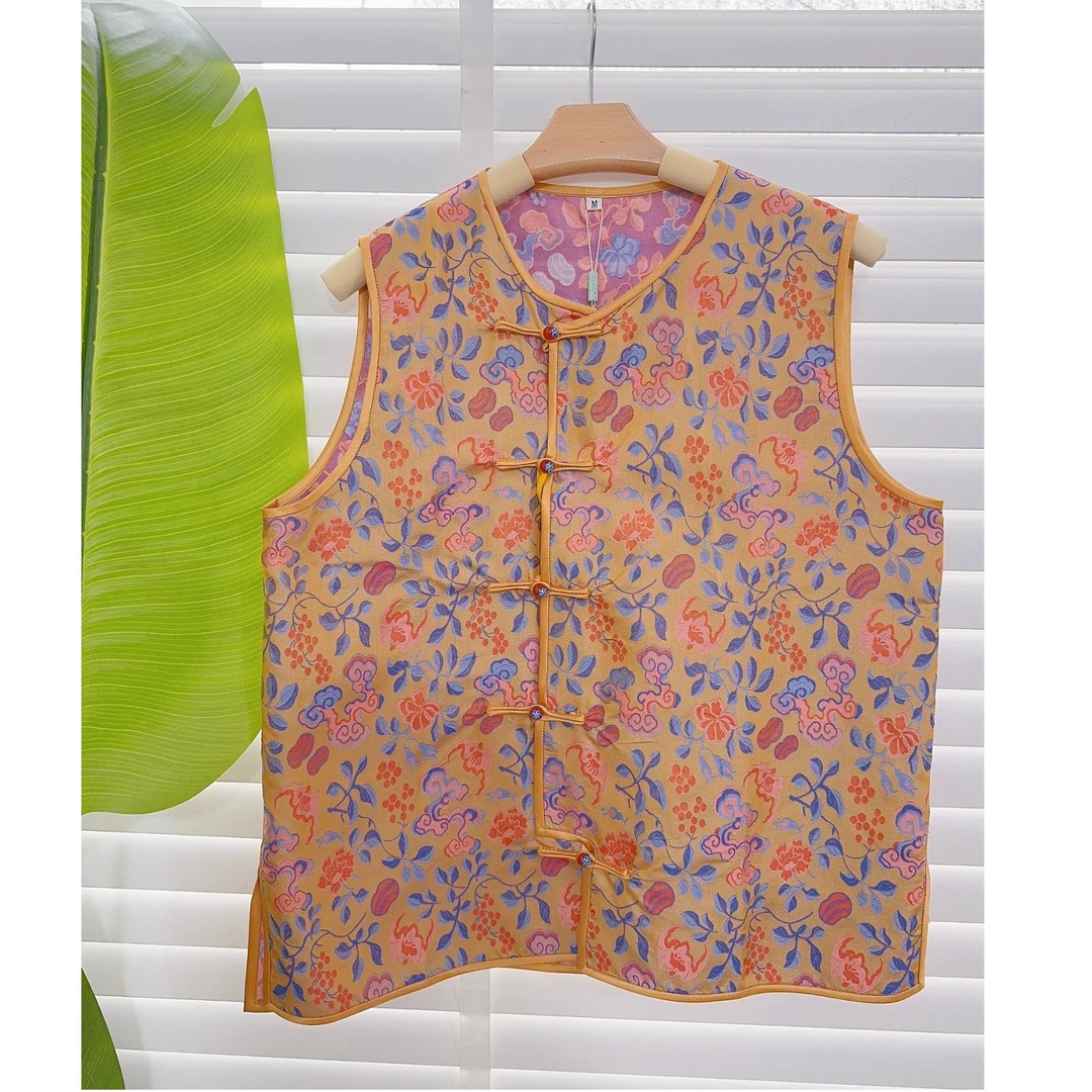 卡其色 宋锦 马甲