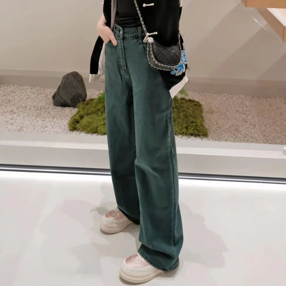 复古绿 做旧款 休闲牛仔裤