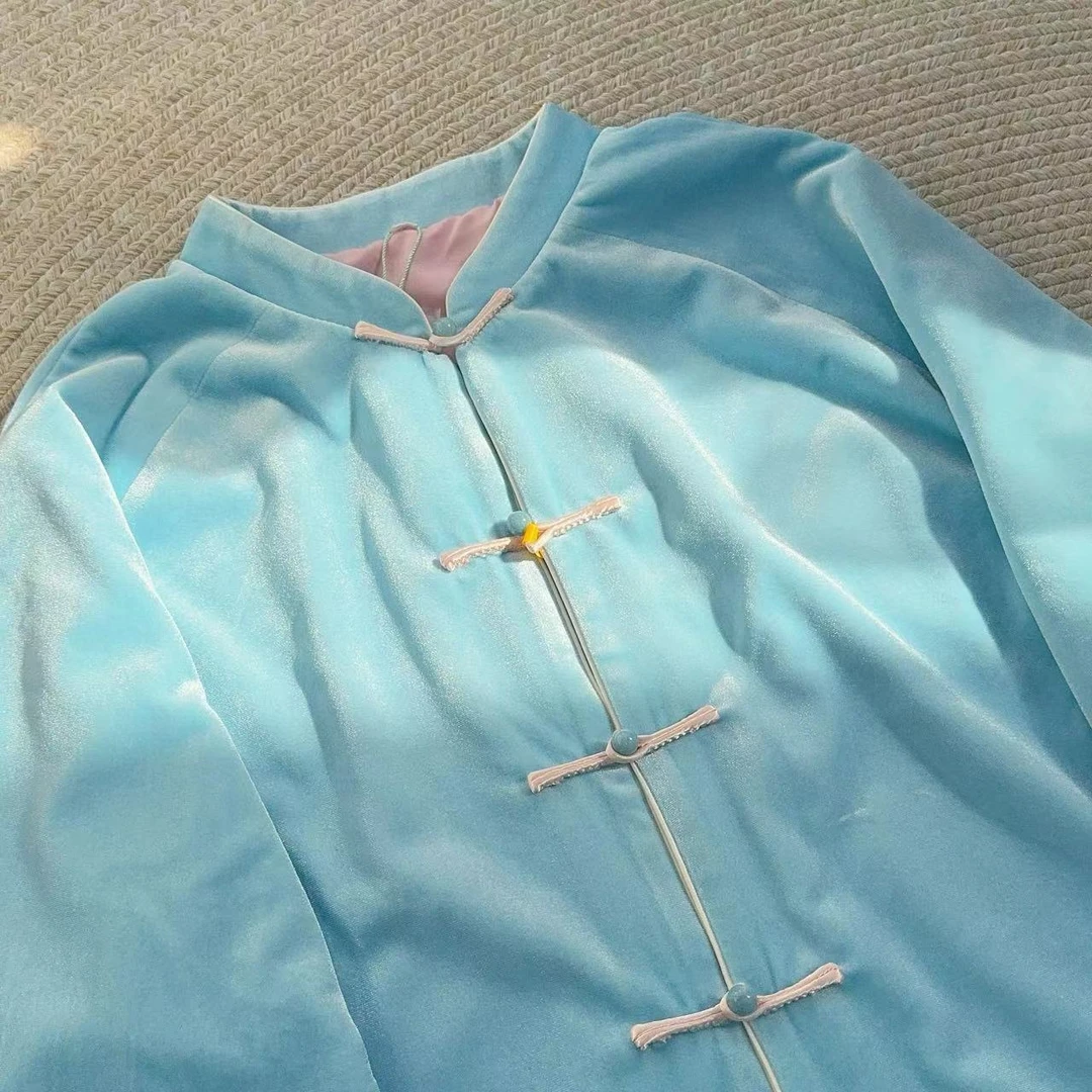 3527《清水韵》丝绒拼接外套