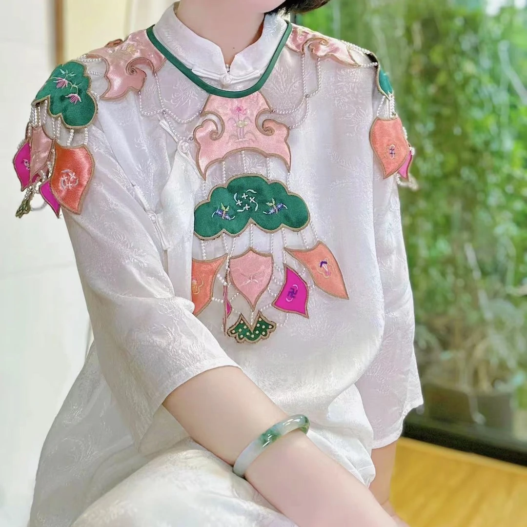 2956《菩提莲花》重工刺绣珠帘云肩 百搭 时尚