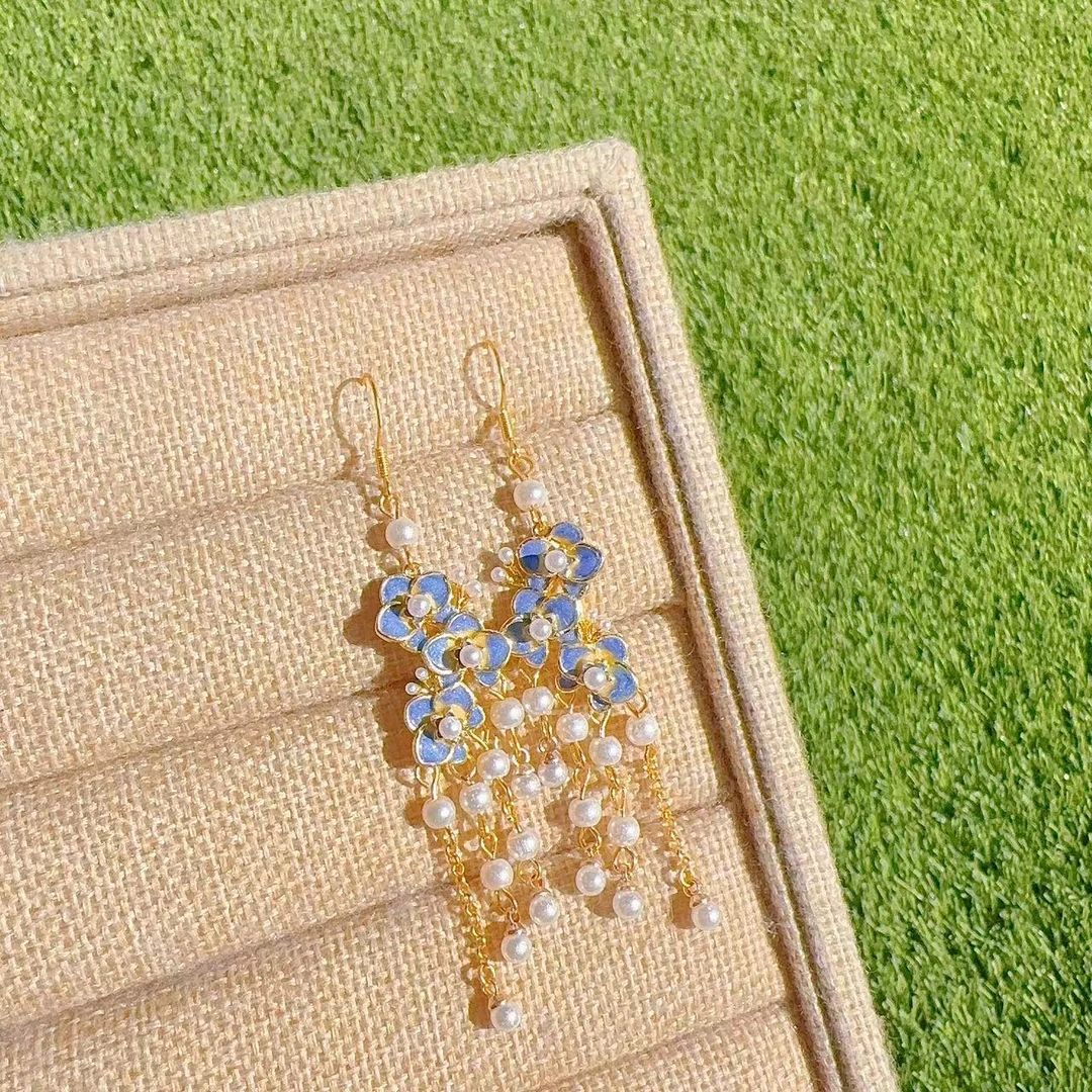 铜合金珐琅耳饰 耳饰 烧蓝 气质 百搭 国风