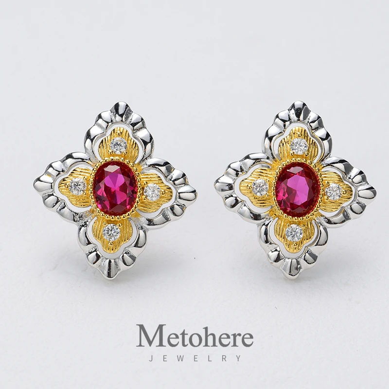 非金属合成锆石耳饰 Merletto系列意大利复古宽版蕾丝镂空雕金