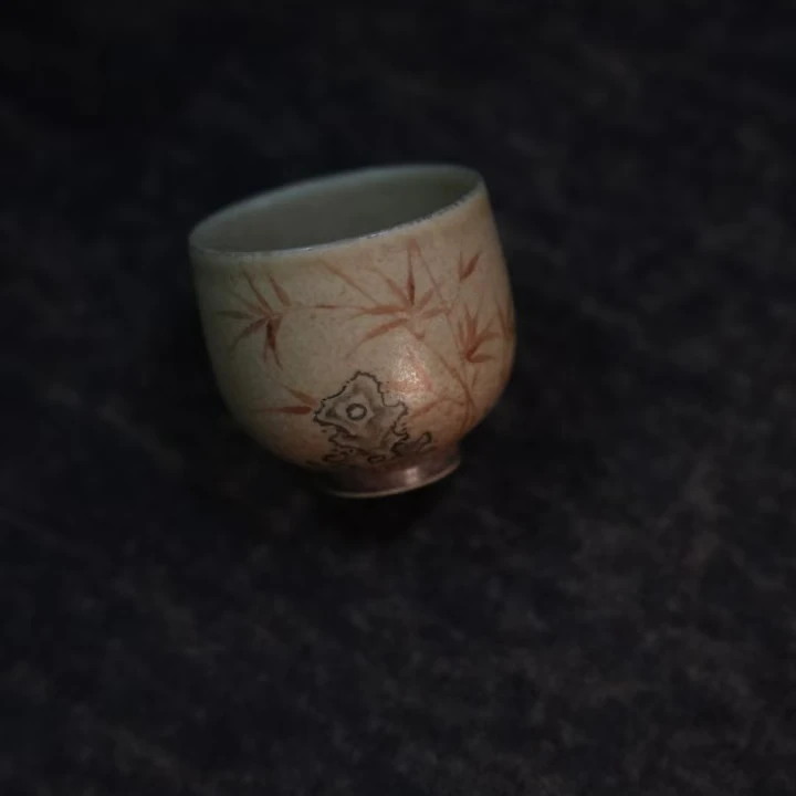 【有茶有院·竹石杯】纯手工手绘 文人风 80ml