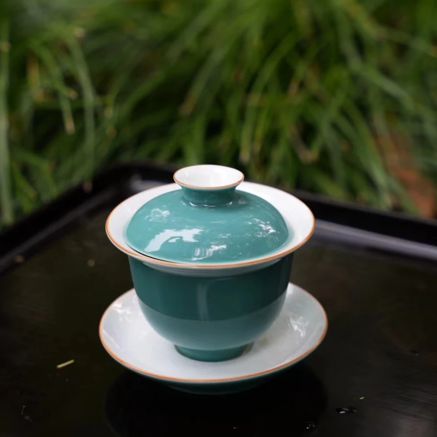 【有茶有院·娃娃甜三才盖碗】颜色釉 经典三才盖碗 150ml