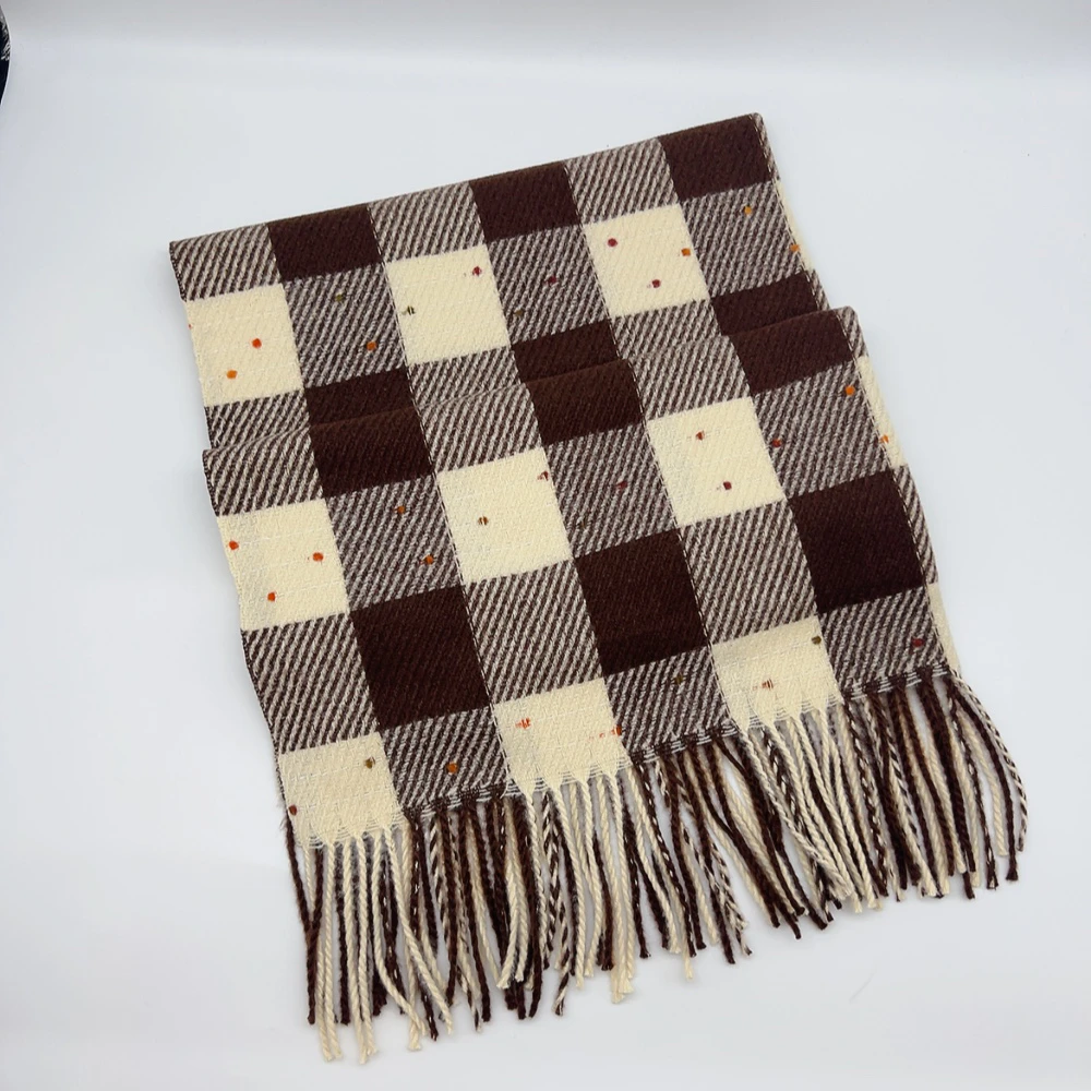 02339 棋盘格格子保暖围巾-咖 尺寸72*185cm左右