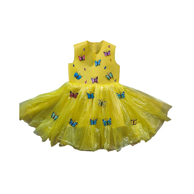 儿童环保服装幼儿园女童亲子走秀裙子手工创意塑料袋时装秀演出服