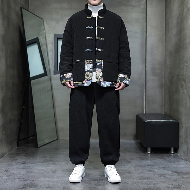 中国风男装唐装棉衣冬季新款复古新中式居士汉服套装加厚保暖棉服