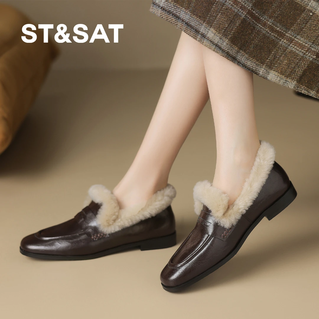 星期六2024软底加厚休闲单鞋舒适时尚百搭鞋子女士厚底加绒保暖鞋